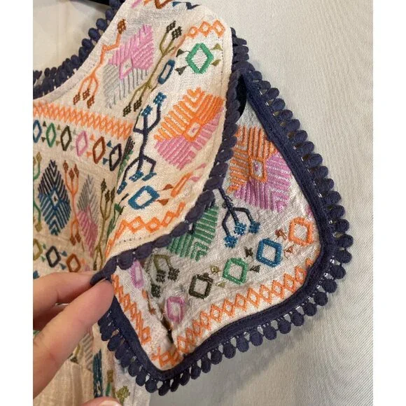 THML Women's Size Small Top Shirt Colorful Floral Embroidered Aztec Tribal Boho - Picture 3 of 9